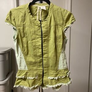 Green Frayed Short Sleeve Jacket